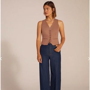 Favorite Daughter “favorite vest” in camel pinstripe, M